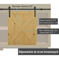 HOMCOM Zestaw okuć do drzwi przesuwnych 180 cm – Kompletny zestaw z szynami, rolkami, systemem zapobiegającym wyskakiwaniu i stalą węglową(m-4)