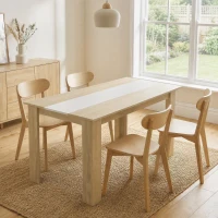 HOMCOM Tavolo da Pranzo 4-6 Posti Moderno in Legno per Soggiorno e Cucina, 120x69x75cm, Bianco e Color Legno(m-10)
