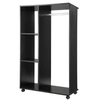 HOMCOM Armoire penderie Armoire de Rangement Mobile Panneaux de Particules Noir(m-12)