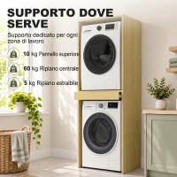 HOMCOM Mobile Lavatrice Asciugatrice, Colonna Lavatrice Asciugatrice, per Bagno Lavanderia, 70x65x192 cm, Rovere(m-6)