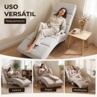 HOMCOM Poltrona Relax Reclinável com 8 Pontos de Massagem, Aquecimento Lombar, 5 Modos, Comando e Bolso Lateral, Branco Creme(m-6)