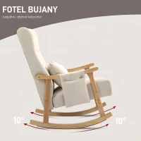HOMCOM Fotel bujany z poduszką lędźwiową, kieszeń, do salonu(m-4)