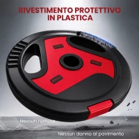 SPORTNOW Set di 4 Dischi Palestra da 2x7.5 kg e 2x5 kg, Foro Ø25 mm, Dischi Pesi 25 kg Totali, Nero e Rosso(m-6)