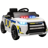 AIYAPLAY Auto elettrica della polizia 12 V per bambini con telecomando, sirena e luci, bianco(m-1)