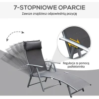 Outsunny Leżak, leżak ogrodowy, składany, regulowany, leżak, meble ogrodowe(m-4)