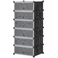 HOMCOM Scarpiera Modulare Salvaspazio con 6 Scatole in Plastica PP e Acciaio, 49x36.5x108 cm, Nero e Bianco(m-12)