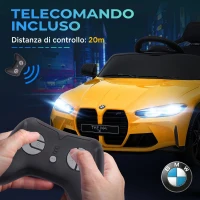 AIYAPLAY Macchina Elettrica per Bambini a Licenza BMW M4 con Telecomando, Clacson e Fari, 108x69.5x51 cm, Giallo(m-8)