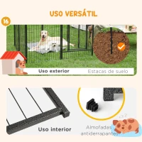 PawHut Parque para Perros de 16 Paneles con 2 Puertas Corralito para Perros para Exterior Interior Acero 80x60 cm Gris(m-7)
