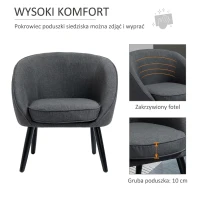HOMCOM Krzesło do jadalni krzesło do salonu krzesło tapicerowane nowoczesny poliester drewno szary(m-4)