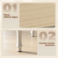HOMCOM Tavolo da Pranzo Pieghevole per 2-6 Persone, Tavolo a Ribalta 74-134 cm Effetto Legno, in Acciaio, Naturale(m-6)