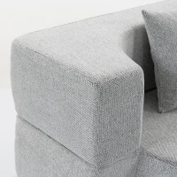 HOMCOM 2 in 1 Divano Letto 2 Posti con 2 Cuscini Sfoderabili, Braccioli, Seduta Imbottita, in Ciniglia, Grigio Chiaro(m-12)