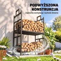 Stojak na drewno kominkowe Outsunny z zestawem narzędzi kominkowych, regał na drewno kominkowe, żelazo, złote, 51,5x33x77 cm(m-7)