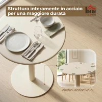HOMCOM Tavolo da Cucina Rotondo per 2 Persone dal Design Moderno, Tavolo da Pranzo in Acciaio, Ø60x72 cm, Beige(m-5)