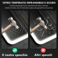 HOMCOM Specchio Bagno LED con Bluetooth, Illuminazione Regolabile e Funzione Memory, in Vetro Temperato, 80x60x3.5 cm(m-8)