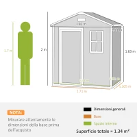 Outsunny Capanno da Giardino, Capanno in Plastica con Pavimento, Finestra, Porta con Serratura e Prese d'Aria, Grigio(m-3)