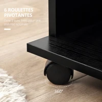 HOMCOM Armoire penderie Meuble de Rangement Mobile 6 roulettes 120L x 40l x 128H cm en bois Noir(m-6)