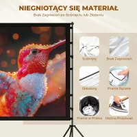 HOMCOM 254 cm 16:9 HD 4K/8K ekran projektora ze statywem, przenośny dwustronny ekran ze składanymi statywami, biały(m-5)