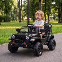 AIYAPLAY Fuoristrada Elettrica per Bambini 12V, Batteria al Litio, 2 Motori, Sospensioni, Telecomando, 2-4 Anni, Nero(m-15)