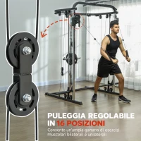 SPORTNOW 3 in 1 Palestra Multifunzione con Sistema di Cavi Incrociati, Squat Rack, Barra Bilanciere, Barre Trazioni(m-5)