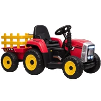HOMCOM Tracteur électrique avec remorque amovible, pour enfants de 3 à 6 ans avec télécommande MP3 musique affichage lumières(m-12)