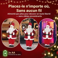 HOMCOM Père Noël Animé 120 cm avec Musique, Décoration de Noël Chantante à Tête Mobile, Activation Sonore et Tactile, Rouge(m-7)