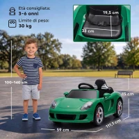 AIYAPLAY Auto Elettrica Bambini Porsche Carrera GT 12V con Telecomando, 2 Motori, Sospensioni e Porte Apribili, Verde(m-3)