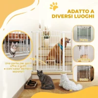 PawHut Cancelletto di Sicurezza per Cani Estensibile 76-104cm, Alto 106cm, Cancellino Cani Taglia Grande, Bianco(m-7)