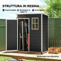 Outsunny Casetta da Giardino 1.14m² in PP e Alluminio con Pavimento, Capanno da Giardino, Tetto Inclinato, Nero(m-4)