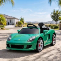 AIYAPLAY Auto Elettrica Bambini Porsche Carrera GT 12V con Telecomando, 2 Motori, Sospensioni e Porte Apribili, Verde(m-14)
