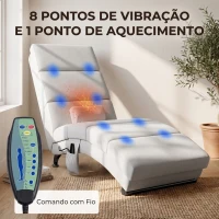 HOMCOM Poltrona Relax Reclinável com 8 Pontos de Massagem, Aquecimento Lombar, 5 Modos, Comando e Bolso Lateral, Branco Creme(m-4)