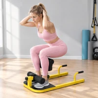 HOMCOM Ławka treningowa do przysiadów, trenażer nóg, trening nóg brzucha pośladków 3w1, do 120 kg, stal, żółty 50x97x(44,5–56,5)cm(m-9)