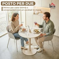 HOMCOM Tavolo da Cucina Rotondo per 2 Persone dal Design Moderno, Tavolo da Pranzo in Acciaio, Ø60x72 cm, Beige(m-4)