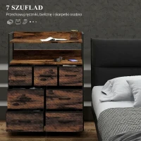 Komoda z 7 szufladami, 2 półki, brązowa, stylowa organizacja(m-4)