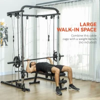 SPORTNOW 3 in 1 Palestra Multifunzione con Sistema di Cavi Incrociati, Squat Rack, Barra Bilanciere, Barre Trazioni(m-8)