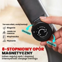 HOMCOM Trener Rowerowy z 8-stopniowym Oporem 122-137 x 62 x 103cm Stal Szary+Czarny+Srebrny(m-6)