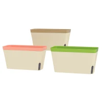 Outsunny Set of 3 Self Watering Plant Pots Outdoor, 27cm Rectangular Garden Planters with Visual Water Level Window, Plastic Flower Pots for Indoor Outdoor Garden Balcony(m-11)