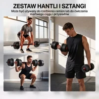 HOMCOM 2 in 1 dumbbell set 25 kg verstelbare dumbbell & barbell professionele dumbbell krachttraining en gewichtheffen voor fitness thuis(m-4)