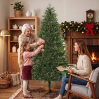 HOMCOM Albero di Natale Artificiale 180cm Folto Realistico, 732 Rami in PE, Base Pieghevole in Legno, Verde(m-10)