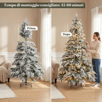 HOMCOM Albero Natale Innevato 210cm con Luci LED 450 Bianco Caldo, Timer, Telecomando, 8 Modalità, 1080 Rami Ignifughi(m-8)