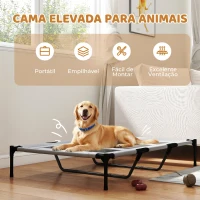PawHut Cama Elevada para Cães Grandes com Malha Respirável e Saco 122x92x23 cm Preta(m-5)