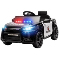 AIYAPLAY Auto elettrica della polizia 12 V per bambini con telecomando, sirena e luci, nero(m-5)