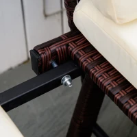 Outsunny 2-osobowa sofa ogrodowa z technorattanu, meble ogrodowe, sofa wypoczynkowa, ławka ogrodowa, leżak ogrodowy, składane podłokietniki, stal, brązowy, 129 x 63 x 67 cm(m-8)