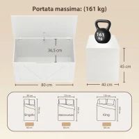 HOMCOM Cassapanca Contenitore da Interno 100L, Baule Contenitore per Soggiorno e Ingresso, Bianco Effetto Legno(m-3)