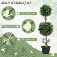 HOMCOM Zestaw 2 Sztucznych Roślin, Sztuczne Drzewka Bukszpanowe, UV-chronione, z Doniczką, Zielony(m-6)