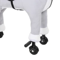 AIYAPLAY Cavalo de Brincar com Rodas, Sons de Cascos, Música, Pedais e Pegas, Estrutura em Metal, +3 Anos, 50 kg, Cinzento(m-14)