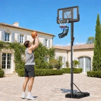 SPORTNOW Basketball Rebounder, Height Adjustable Basketball Hoop Ball Returner with 360° Rotatable Return Chute, Black(m-8)