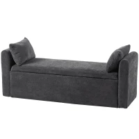 HOMCOM Banco de Almacenaje de Chenilla con Reposabrazos y Cojines Tapa Hidráulica Carga 220 kg 137x45x51 cm, Gris Oscuro(m-1)