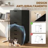 HOMCOM Schedario da Ufficio con 5 Cassetti, Armadio Soft-Close, Ruote a Freno, Cassettiera Scrivania per Documenti(m-8)