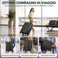 HOMCOM Valigia Rigida Grande 103L, Bagaglio Espandibile ABS con 4 Ruote Girevoli, Angoli Protettivi, 77x50x30 cm, Nero(m-8)