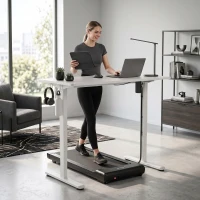 HOMCOM Schreibtischgestell ergonomisch höhenverstellbar Tischgestell elektrisch Stahl Weiß(m-2)